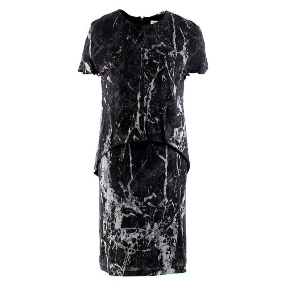 BALENCIAGA Black Marble Trompe L’oeil Dress 42